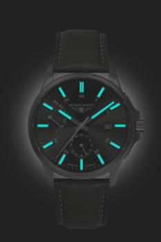 Preview: Bauhaus Aviation Herrenuhr Automatik mit Gangreserveanzeige und Lederarmband